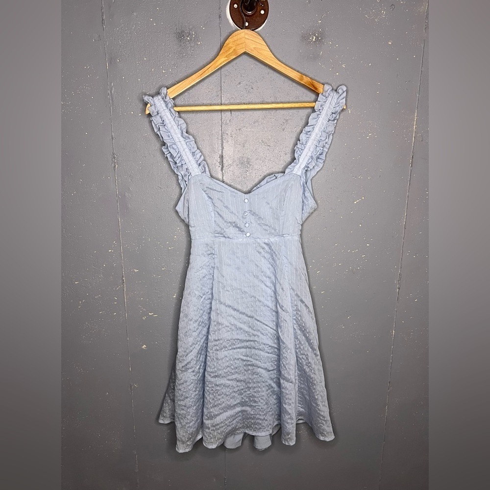 Lulus Effortlessly Darling Light Blue Tie-Back Ruffled Mini Dress (Small) - Picture 3 of 8